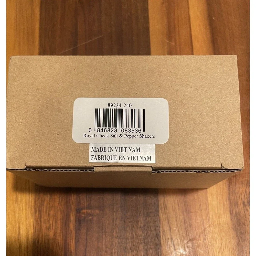 Mackenzie Childs Royal Check Salt & Pepper Shakers New in Box